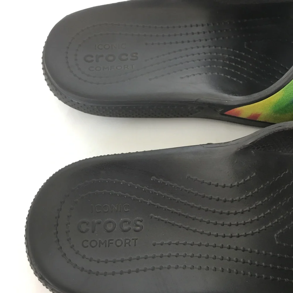 Crocs Tie-dye Rainbow Slides Sandals Women’s Size 7 Casual Summer Shoes
